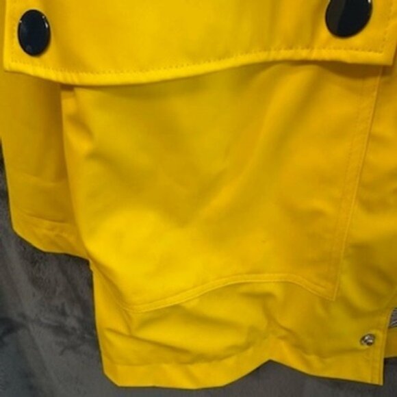 Petit Bateau Yellow Raincoat Hooded Rain Jacket Striped Lining Womens Med - Picture 11 of 11